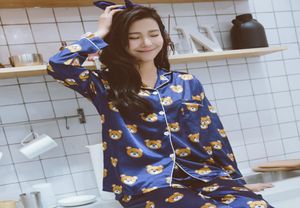 Przylot piżamowy jedwabny satynowy piżama zestawy kreskówki kawaii urocze kreskówka piżama dla kobiet Zestawy do snu Pijama Mjer Y2004252995467
