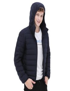 Mężczyzna kaczki z kapturem z kapturem 90 Down Contraltra Ultra Light Winter Winter Solid Sleeve Solid Winter Płaszcz Przenośna sprężyna 5207844