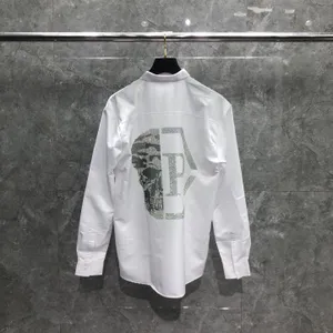 Philipe plein skjorta lyx varumärke herr mode original design sommar långärmad vanlig skalle pp Classic Crystal Top Rhinestone Hip Hop Shirt Casual Clothes Size S-3XL