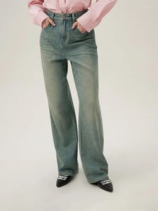 Женские брюки FSle Retro вымыли джинсы с прямыми ногами с высокой талией на весну 2024 г.