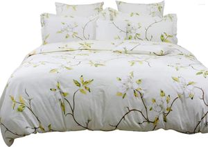 Bedding Sets White Floral Duvet Cover Set Cotton Farmhouse With Hidden Zipper Closure 3 Pieces 1duvet& 2pillowcases