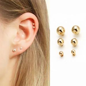 3Pairs Fashion Round Stud Brincos Conjunto para mulheres coreanas Alloy de zinco Gold Balls Color Bols Brand Acessórios de joias 240511