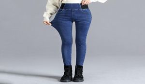 Übergroße Jeans Frauen plus Größe 2638 Skinny Denim Bleistifthose hohe Taille Schwarze Stretchhose Ladies Retro Frauen039S4683137