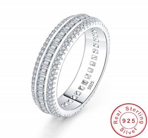 プリンセスカットラボダイヤモンドプロミスリング925スターリングシルバーエンゲージメントウーマンのための結婚指輪。