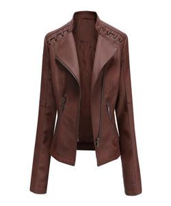 Autumn and Winter Women039s Jacket PU Artificial Leather Multi Color Coat Top Long Sleeve Zipper Fit Motorcykel WindBreaker6693945