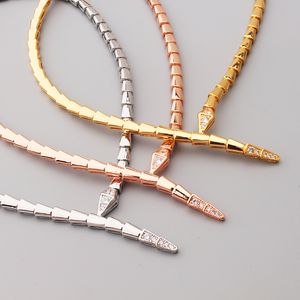 18k gold sliver necklace dainty initial snake luxury necklaces Pendants set for women diamond Luxury designer jewelry Party Wedding Mother gifts Birthday girl cool