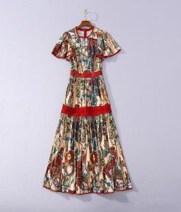 ヨーロッパとアメリカの女性039S衣類2020夏の新しいスタイル半袖水溶性フラワーコートレトロ印刷ドレス3677312