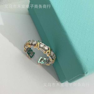 Designer New Ring High Edition Brand Full Copper True Gold Gold Electroplated Micro intarsia Diamond Open