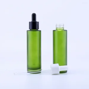 Storage Bottles 50PCS 80Ml Green Thick Glass Dropper Bottle Botella Cristal Empty Cosmetic Packaging Container Vials Essential Oil