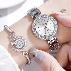 Orologi da polso romantico diamante donna orologio orologio bracciale set di cinghia in acciaio in argento a cristallo completo femmina campanello regalo specchio di lusso orologio 270c 270c