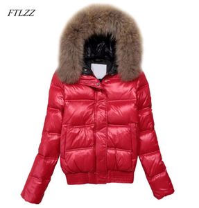 women039s down parkas ftlzzフード付き本物のアライグマファー冬ジャケット女性長袖スリムホワイトダックコート女性ジッパーポケット2759109