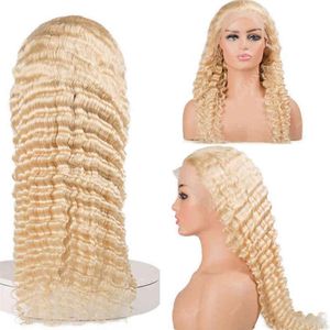 180 Плотность 12A длиной блондинки HD Chosure Wigs 13 6 Прозрачные кружевные фронтальные парики 613 40 -дюймовый глубокий волновый парик Black Women228h4085803