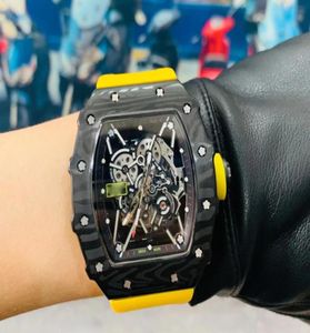 2022 Fabryczne wylot 5 kolorów Nowe Men039S Automatyczny zegarek mechaniczny materiał z włókna węglowego Sapphire Guma gumowa pasek 6447054