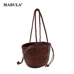 Mabula Luxury Design PU Leder Damen Umhängetasche mit 2 Taschen Eimer Handtasche Hochwertige Mode Unterwäsche Brieftasche 240515