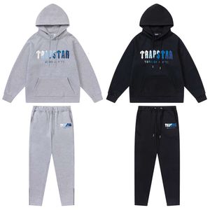 TRAPSTAR -spårdräkt broderad regnbåge Hoodedembroidery Plush Letter Decoration tjock sportkläder Trapstar Jacket Trapstarhoodie Sportswear dragkedja Byxor