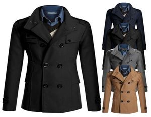 Men039s Trench Coats Mens Winter Warm Color Double Bestowed Coat Long Slim Jacket Business for Men Overcoat3228606