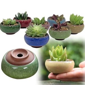 Planters Pots 1 ice cracked ceramic flower pot for juicy plants small bonsai flower pots home garden tabletop decoration disinfection plant flower potsQ240517