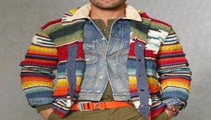 Heflashor Mens Cardigan Rainbow Striped Seaters秋の暖かいクリスマスセーターメンジャケットコートカジュアルスタンドカラーニットウェアコート23073110