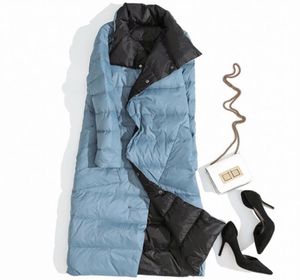 Fitaylor Plus Size Women doppelseitige Langjacke Long Jacket White Duck Down Coat Winter Doppelbrust warme Parkas Schnee -Outwear 2012031011263