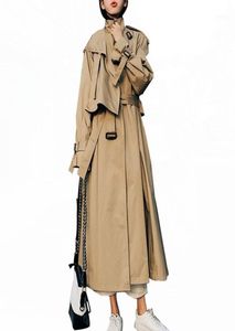 Women039S Trench płaszcze 2022 Women High Street Loose wierzchnia wierzchnia Women Worker Streetwear Long Trenchcoats Female Olversize Fy124552841