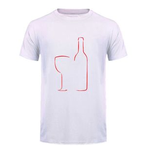 Męskie koszulki Letni kieliszek do wina i koszulka butelek moda O-Neck T-shirt Men Men T-shirt ubrania Q240517