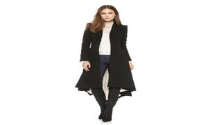 Long Wool Coat Women Dovetail Lapel Office Wear Plus Size Winter Warm Skinny Ladies Simple Elegant9647737