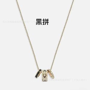 COA Koujia Aolai Womens Classic Logo Emamel Three Ring Necklace Gold/White Black 520 Gift