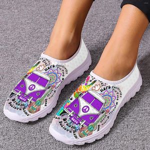 Casual Shoes INSTANTARTS Hippie Peace Bus Designer Women's Loafers Boho Print Comfortable Soft Sole Home Slip On