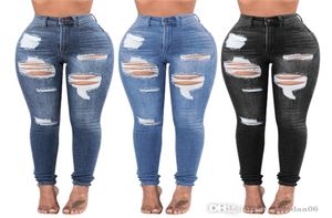 2022 Designer Womens Sexiga jeans Hög midja höftlyft med hög elastisk denim byxor tätt liten fot perforerade byxor2682808