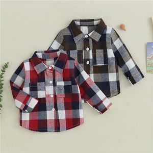 Jackets 1-4years Casaco de flanela da criança de pão de manga longa para meninos e meninas de meninos Button Down Outwear