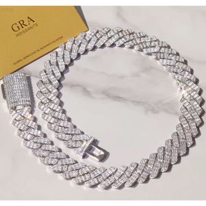 مخصصات سلسلة روابط كوبية مخصصة S925 Silver مع VVS Baguette Moissanite Bling Diamond Hip Hop Necklace for Mens Jewelry