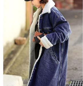 women039s trench coats rugod coats xlong lamb velvet denim coat winter long for women single Brethed Designed coatswomen02659363
