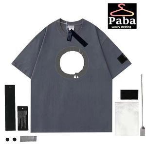 Man lyxig design t-shirt för män och kvinnor kompass märke lös casual skjorta för mörkgrå färg