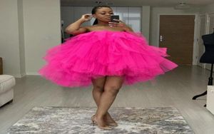 Vestidos casuais rosa fluffy tule feminino vestido personalizado mini -fúcsia tutu mulher poshoot2190664