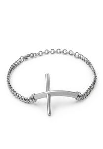 KB110131K stainless steel Link Chain jewelry Silver color Simple titanium steel religious cross ID Bracelet bangle for women mens4222398