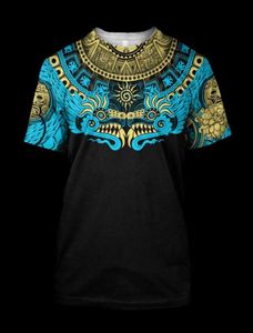 Magliette men039s messico aztec quetzalcoatl cranio 3d tshirt unisex stampato unisex estate cool top streetwear women039s tees dropshi8363375