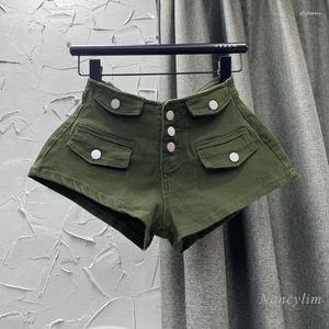Kobiet dżinsów armia zielone seksowne spodnie dla kobiet dżinsowe szorty super krótkie disco nocne klub nadmorski wakacje 2024