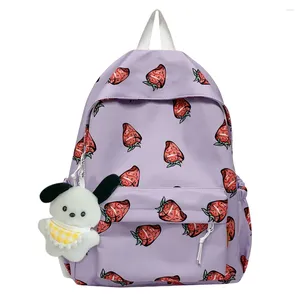 Школьные сумки женщины рюкзак мода милая клубника школа школьная сумка Книжная сумка большая способность простые сумочки для подросткового студенческого