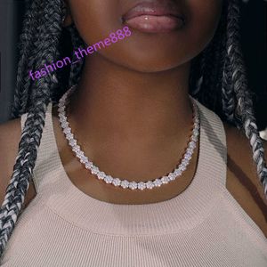 New Design Hip Hop Jewelry Custom Moissanite Diamond Cuban Chain 18k Gold Plated Iced Out Heart Tennis Chain Necklace for Women