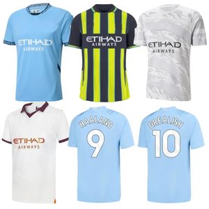 Fansversion Haaland City Soccer Jersey Grealish Sterling Ferran de Bruyne Foden 23 24 25 Mans Cities Football Shirts Män sätter uniform