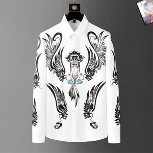 Camisas masculinas blusas de bordado de cavalo superior cor de manga longa de cor sólida fit fit