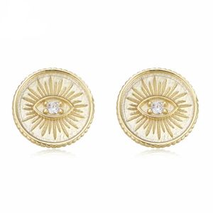 Stud Trendy Fashion 925 Srebrna monetę Amulet Kolczyki Turkysh Eye Earring Biżuteria dla kobiet dziewczęta Q240517