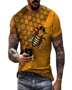 Camiseta de moda masculina com padrões de abelhas clássicas camisetas respiráveis de luta hiphop tops machos machos tshirt whole5680396