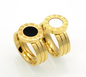 316L Rostfritt stål Fashion Men039S Hög polerad Signet Roman Ring Biker Ring For Men Black and White Goldcolor Jewely Bijo4214914