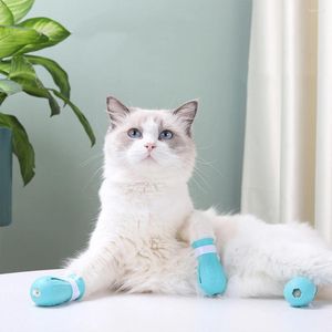 Trajes de gatos 4pcs Botas anti-arranhões Tampa de pé ajustável Anti-off Protector Shoes multifuncionais para barbeamento de banho