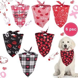 Hundkläder 6st älskar triangulärt bandana reversibelt slips på haklapp halsdukdjur djur tillbehör för alla hjärtans dag