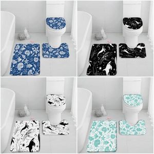 Bath Mats Sea Mat Set Shell Starfish Coral Whale Colorful Bathroom Decorations Vintage Rug Flannel Home Carpet Toilet Lid Cover