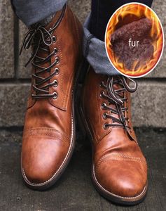 Masorini Men Pu Leather Laceup Men Shoes Highting Quality Men Vintage British Militar Boots Attrem Winter Plus 47 48 BRM060 Y2006454216
