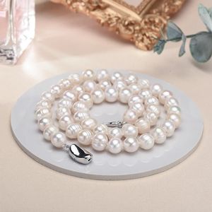 Real White Freshwater Cultured Pearl Necklaces for Women Girl Gift 925 Sterling Silver Womens Baroque Pearl Necklace 240518