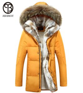 Cały 2016 nowy płaszcz Down Długie kurtki zimowe Mężczyźni Parka z kapturem Wysoka jakość ciepłej kaczki plus w dół płaszcz naturalny futra grube CO9700109